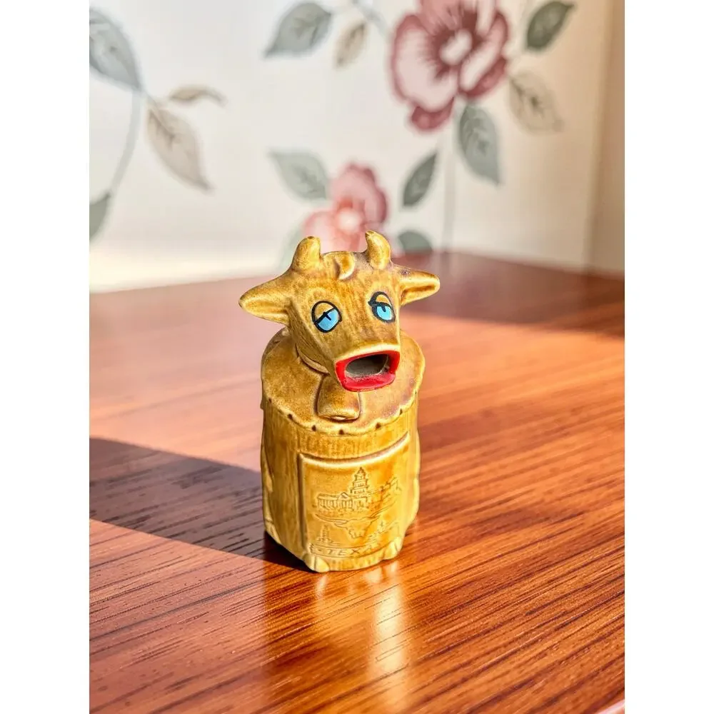 Vintage MCM Japan Ceramic Cow Creamer Texas Souvenir G.A. Los Angeles 6.5